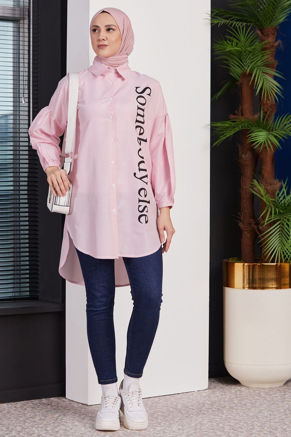 Düz Orta Kadın Pembe TUNIK - 3494 PEMBE