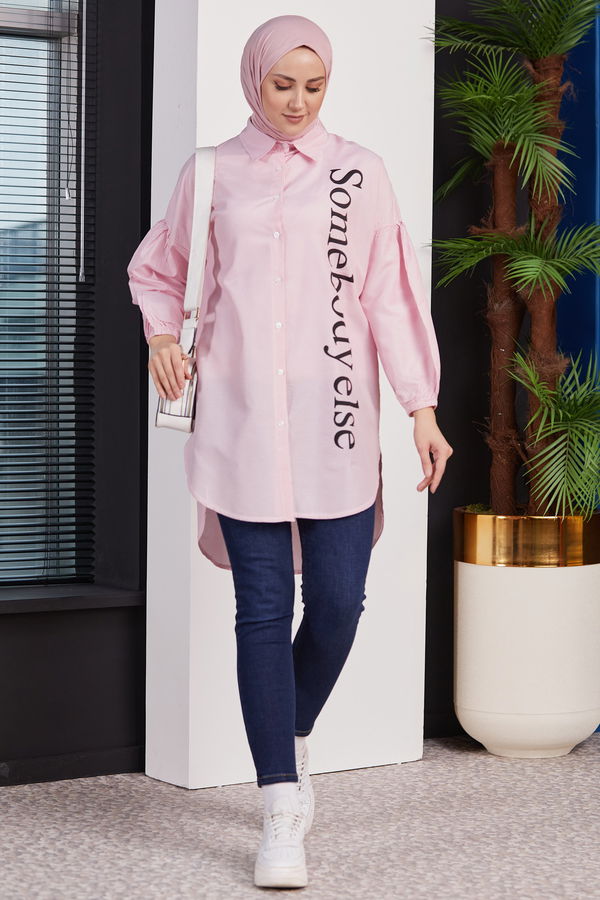 Düz Orta Kadın Pembe TUNIK - 3494 PEMBE
