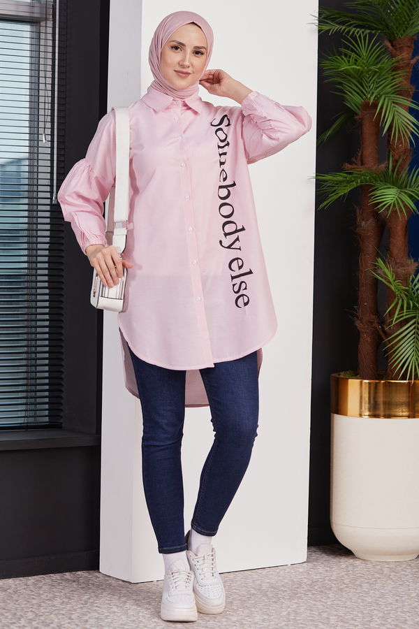 Düz Orta Kadın Pembe TUNIK - 3494 PEMBE