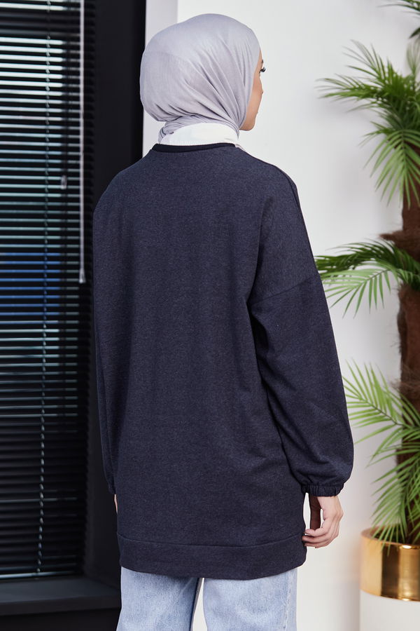 Düz Orta Kadın Mavi TUNIK - 3358 MAVİ