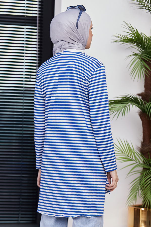 Düz Bisiklet Yaka Kadın Mavi TUNIK - 3671 MAVİ