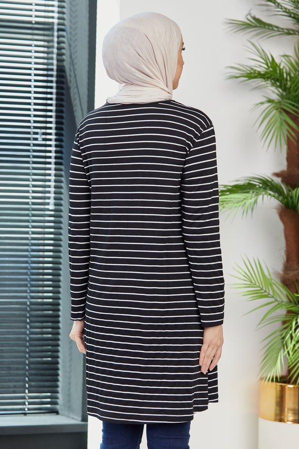Düz Bisiklet Yaka Kadın Siyah TUNIK - 3721