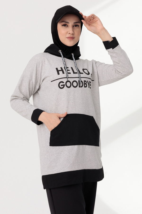 Düz Orta Kadın Gri Sweat - 20900