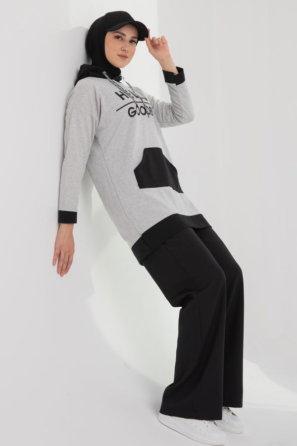 Düz Orta Kadın Gri Sweat - 20900