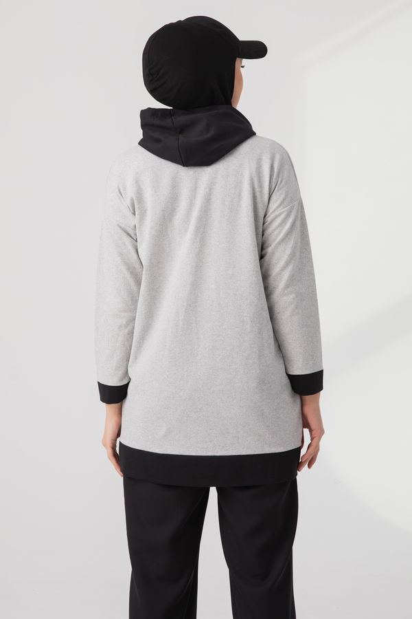 Düz Orta Kadın Gri Sweat - 20900