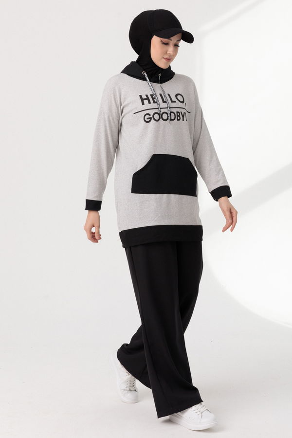 Düz Orta Kadın Gri Sweat - 20900