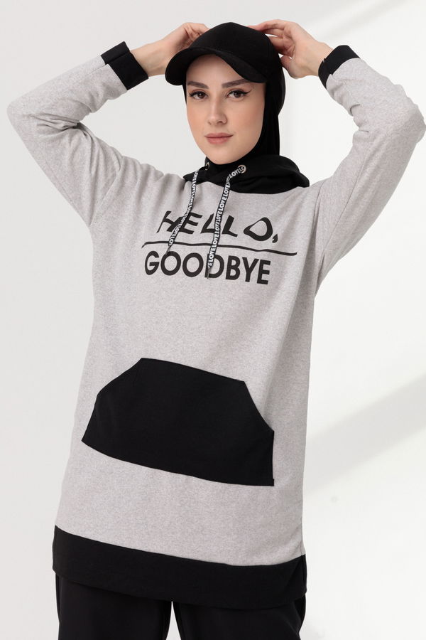 Düz Orta Kadın Gri Sweat - 20900