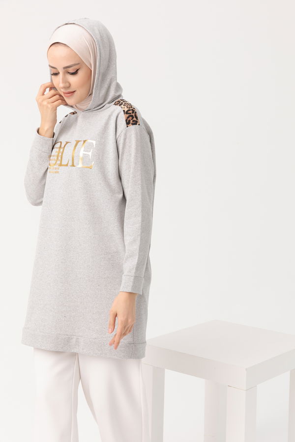 Düz Orta Kadın Gri TUNIK - 3424 GRİ