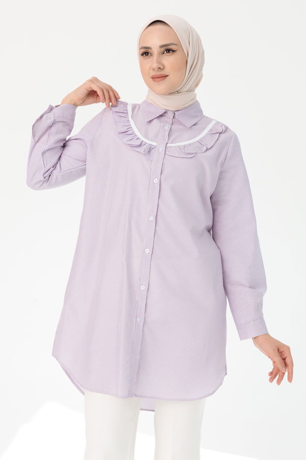 Düz Orta Kadın Lila TUNIK - 3498 LİLA