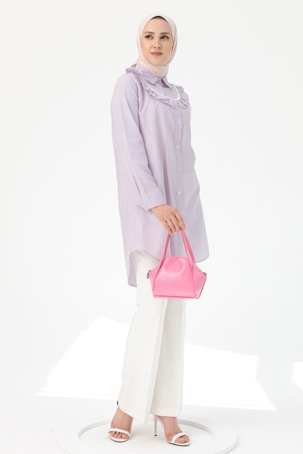 Düz Orta Kadın Lila TUNIK - 3498 LİLA