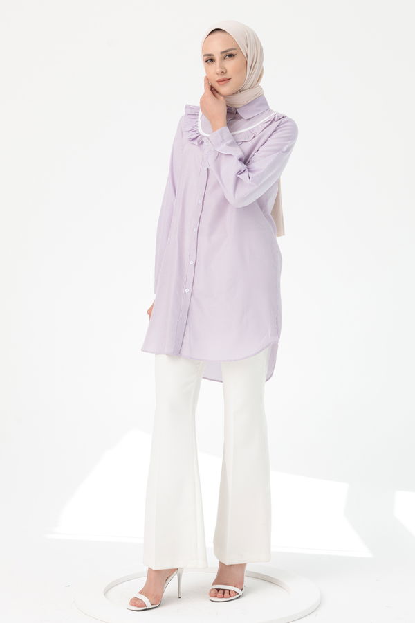 Düz Orta Kadın Lila TUNIK - 3498 LİLA