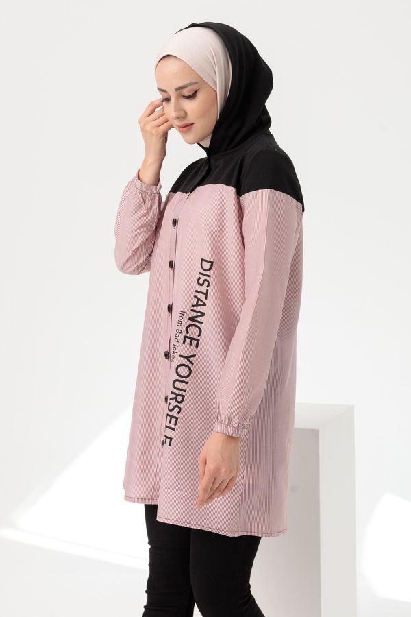 Düz Kapsonlu Yaka Kadın Bordo TUNIK - 3551