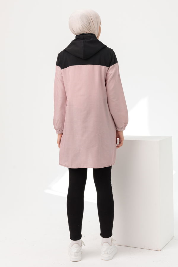 Düz Kapsonlu Yaka Kadın Bordo TUNIK - 3551