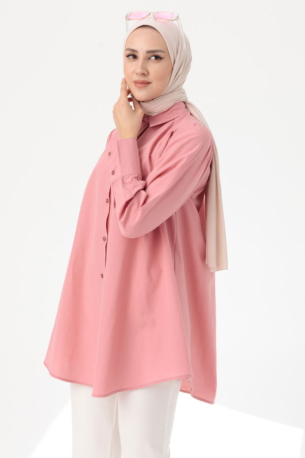 Düz Orta Kadın Pembe TUNIK - 8691 PEMBE