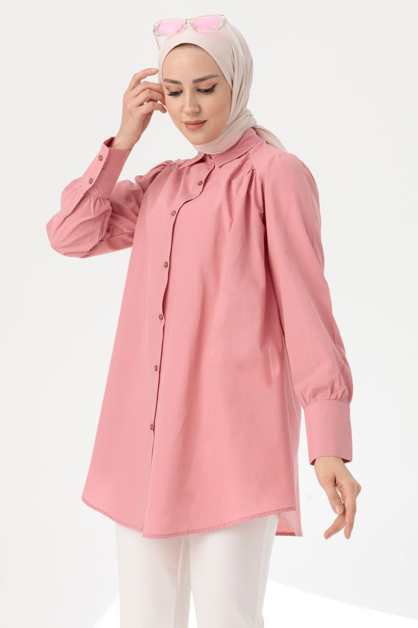 Düz Orta Kadın Pembe TUNIK - 8691 PEMBE