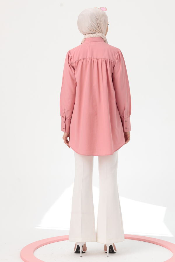 Düz Orta Kadın Pembe TUNIK - 8691 PEMBE