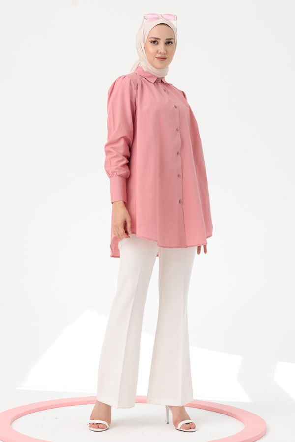 Düz Orta Kadın Pembe TUNIK - 8691 PEMBE