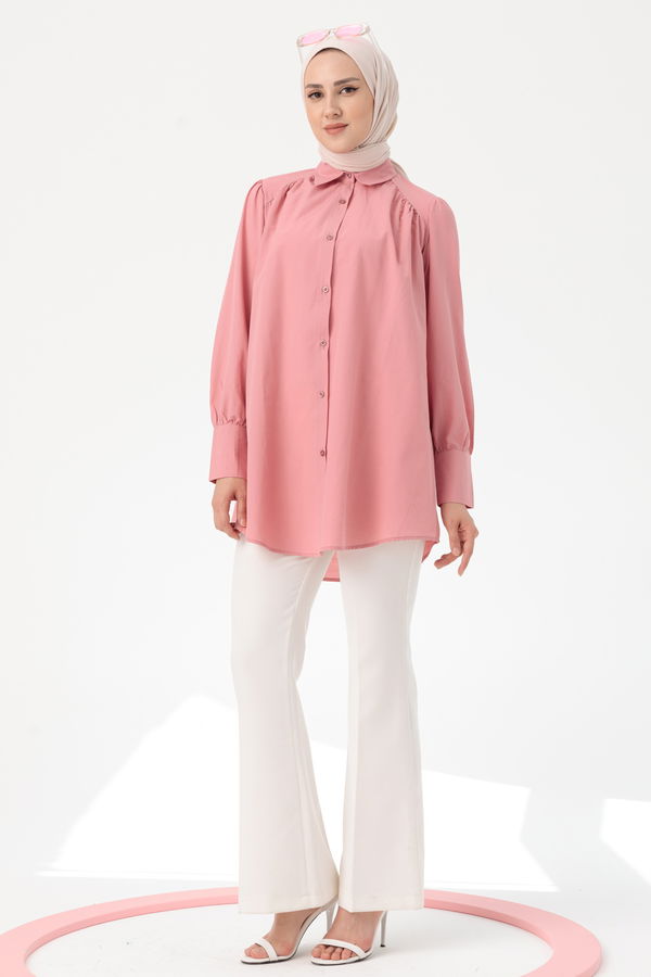 Düz Orta Kadın Pembe TUNIK - 8691 PEMBE