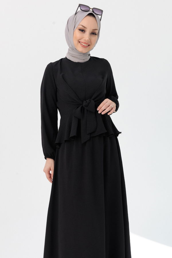 Düz Orta Kadın Siyah Bluz Etek - 20963 SİYAH