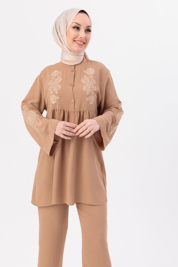 Düz Orta Kadın Vizon Tunik Pantolon - 20961