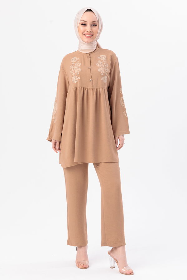 Düz Orta Kadın Vizon Tunik Pantolon - 20961