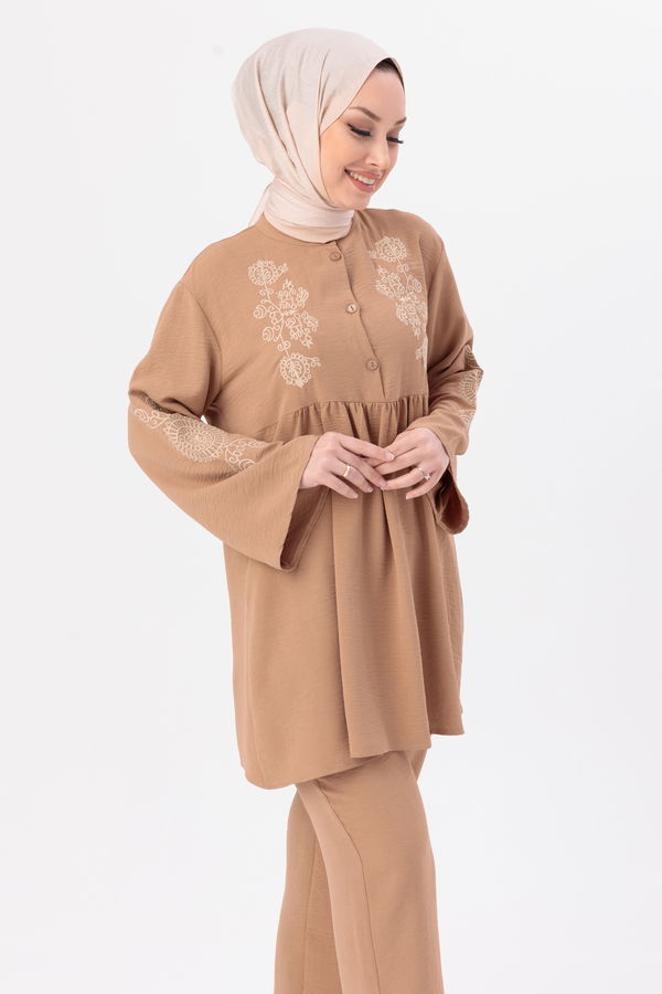 Düz Orta Kadın Vizon Tunik Pantolon - 20961