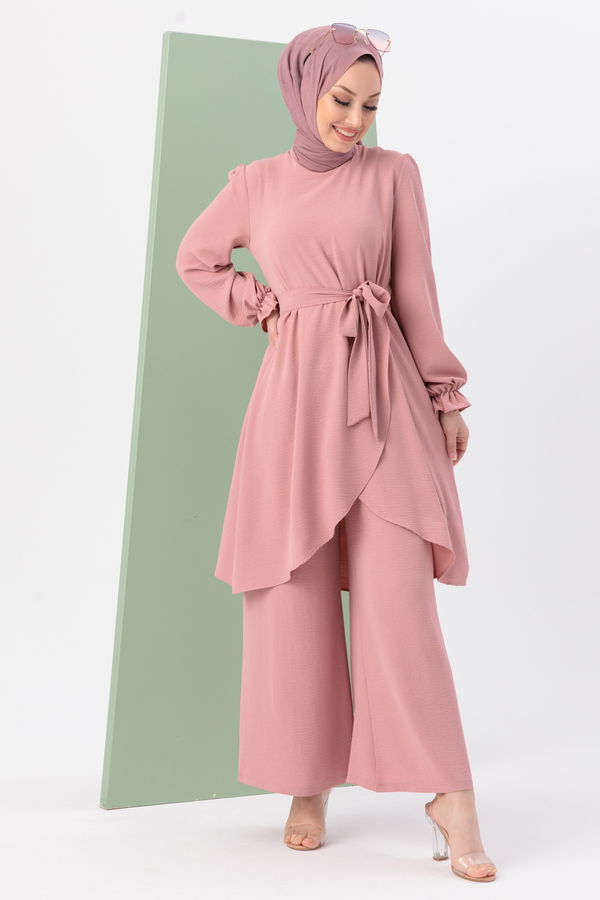 Düz Orta Kadın Pembe Tunik Pantolon - 20964 PEMBE