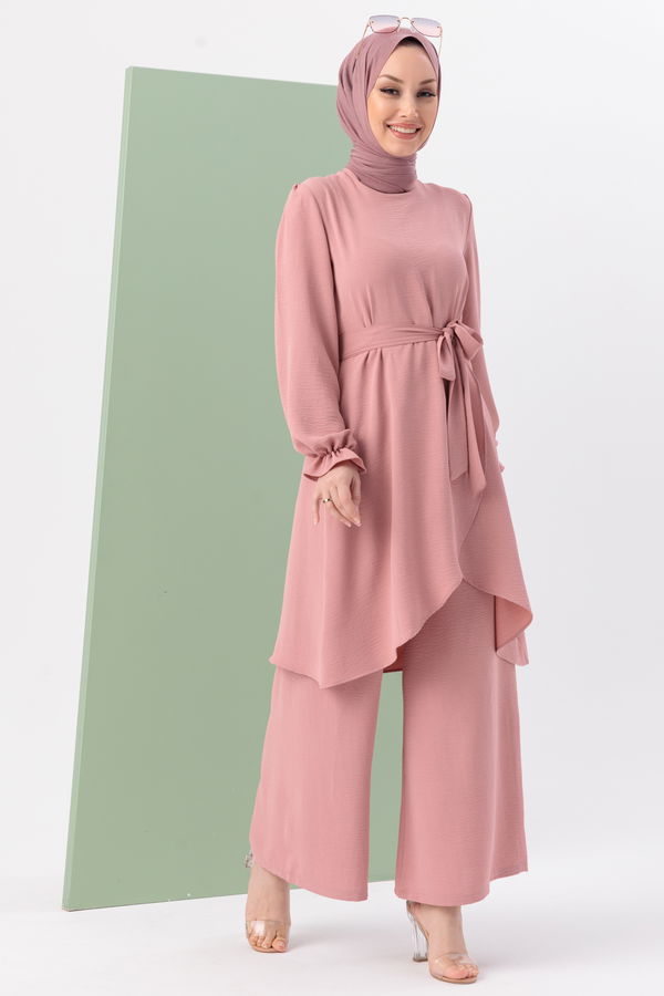 Düz Orta Kadın Pembe Tunik Pantolon - 20964 PEMBE