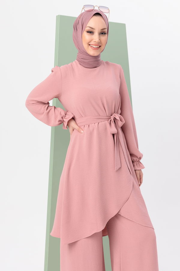 Düz Orta Kadın Pembe Tunik Pantolon - 20964 PEMBE