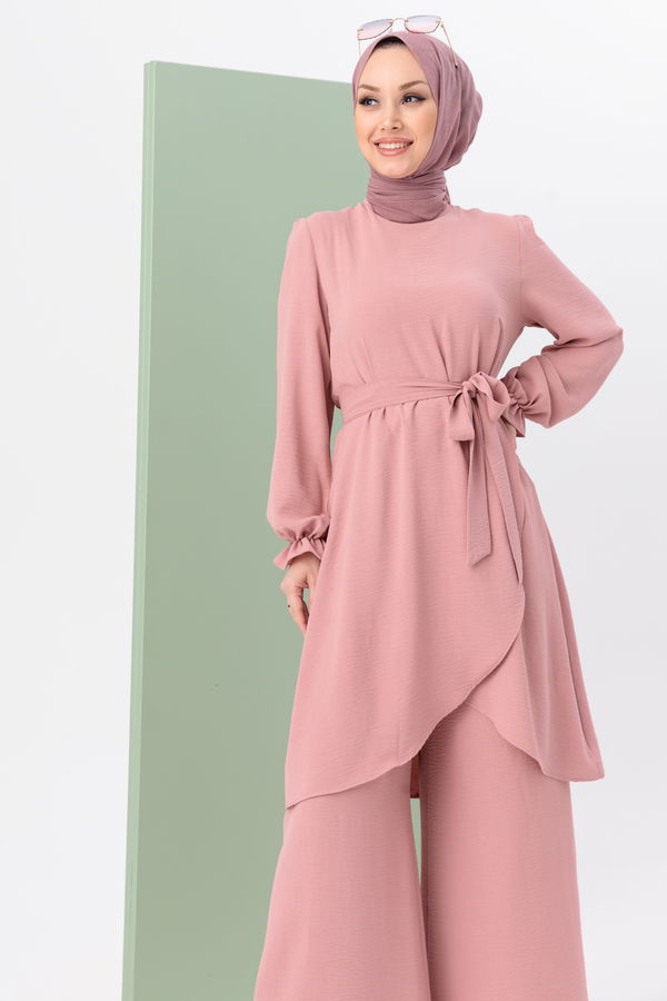 Düz Orta Kadın Pembe Tunik Pantolon - 20964 PEMBE