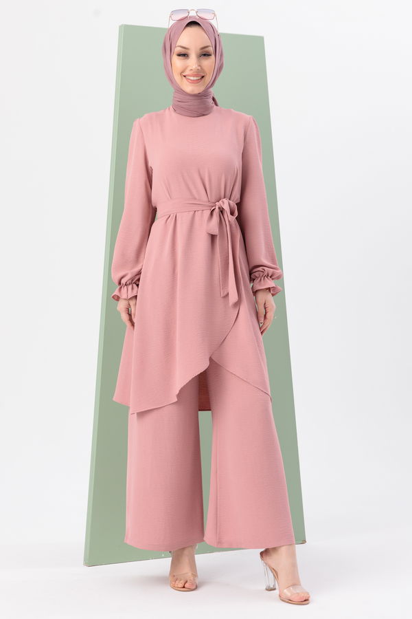 Düz Orta Kadın Pembe Tunik Pantolon - 20964 PEMBE