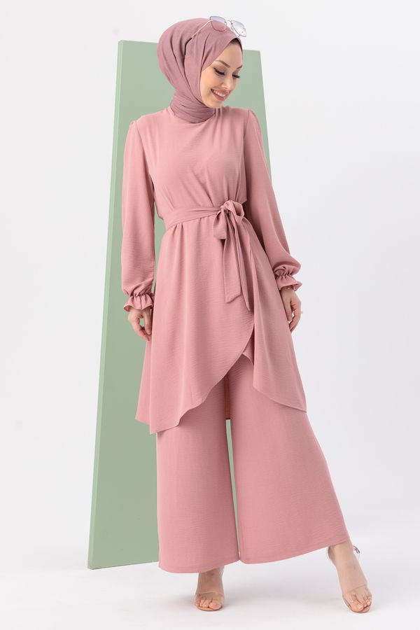 Düz Orta Kadın Pembe Tunik Pantolon - 20964 PEMBE