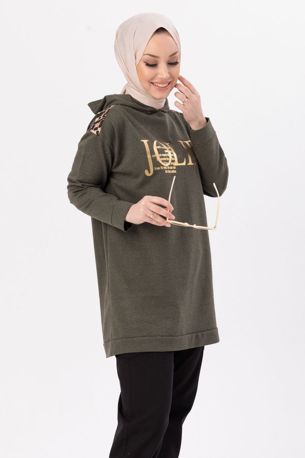 Düz Orta Kadın Haki TUNIK - 3424 HAKİ