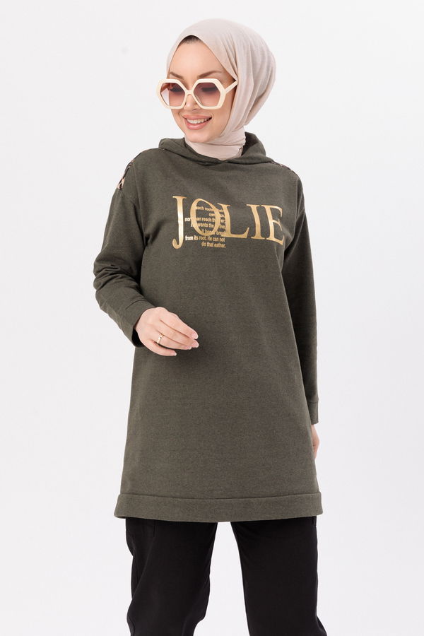 Düz Orta Kadın Haki TUNIK - 3424 HAKİ