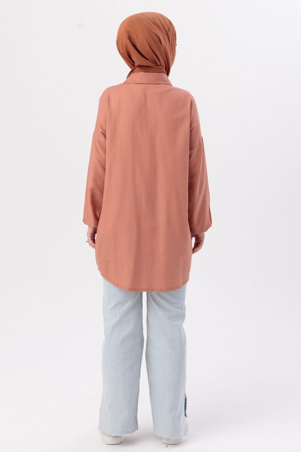 Düz Orta Kadın Pembe TUNIK - 3479