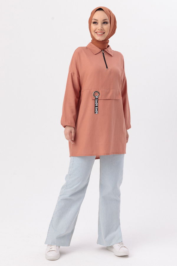 Düz Orta Kadın Pembe TUNIK - 3479