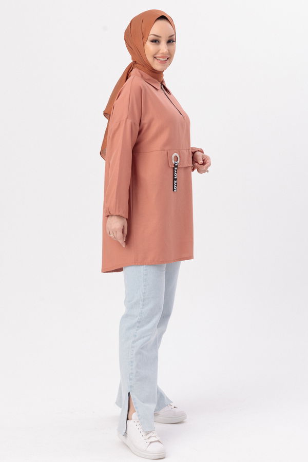 Düz Orta Kadın Pembe TUNIK - 3479