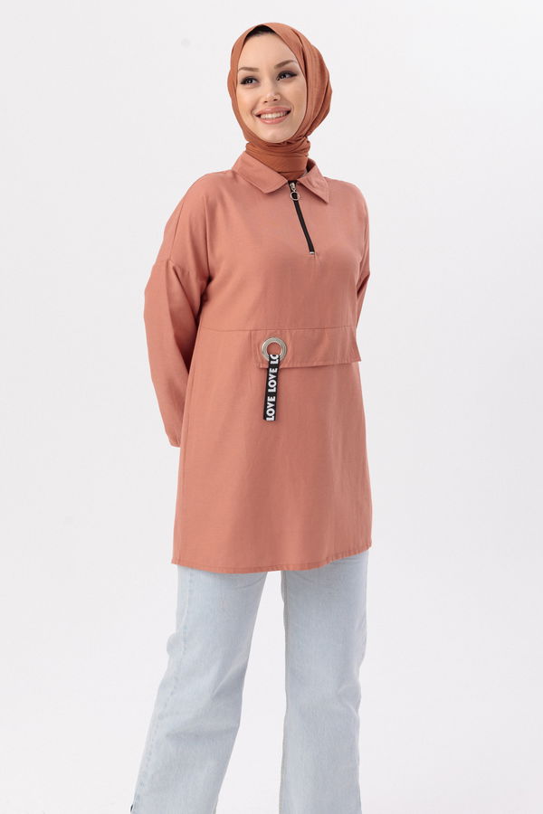 Düz Orta Kadın Pembe TUNIK - 3479