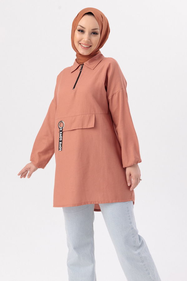 Düz Orta Kadın Pembe TUNIK - 3479