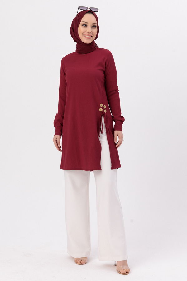 Düz Orta Kadın Bordo TUNIK - 3677 BORDO