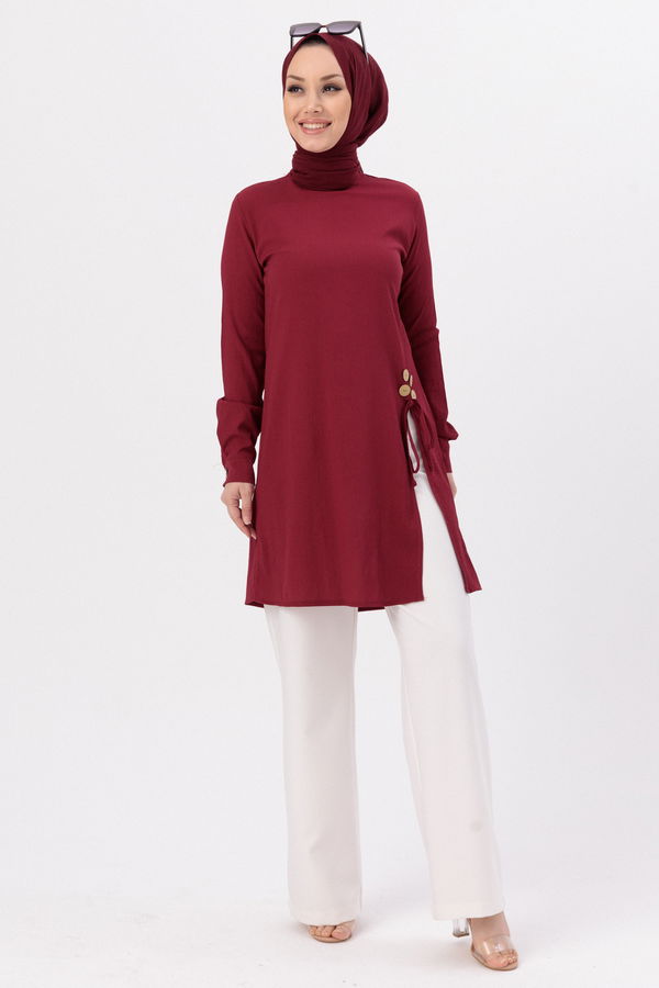 Düz Orta Kadın Bordo TUNIK - 3677 BORDO