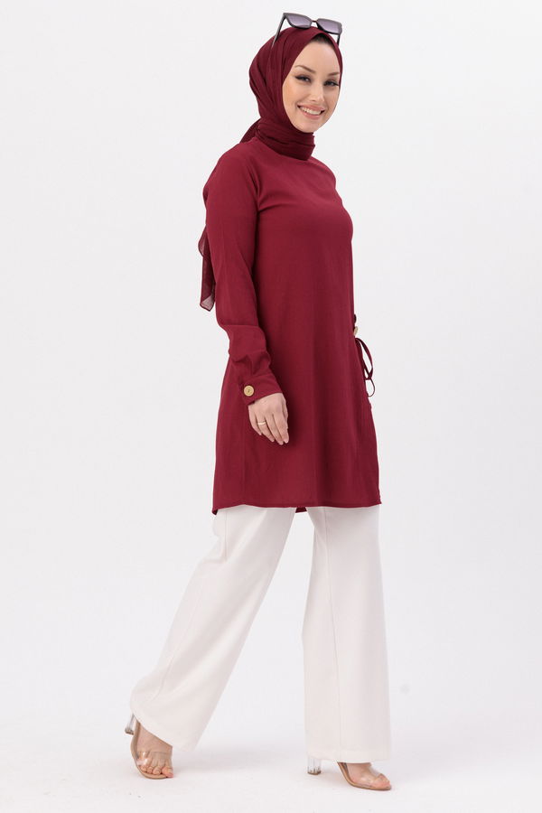 Düz Orta Kadın Bordo TUNIK - 3677 BORDO