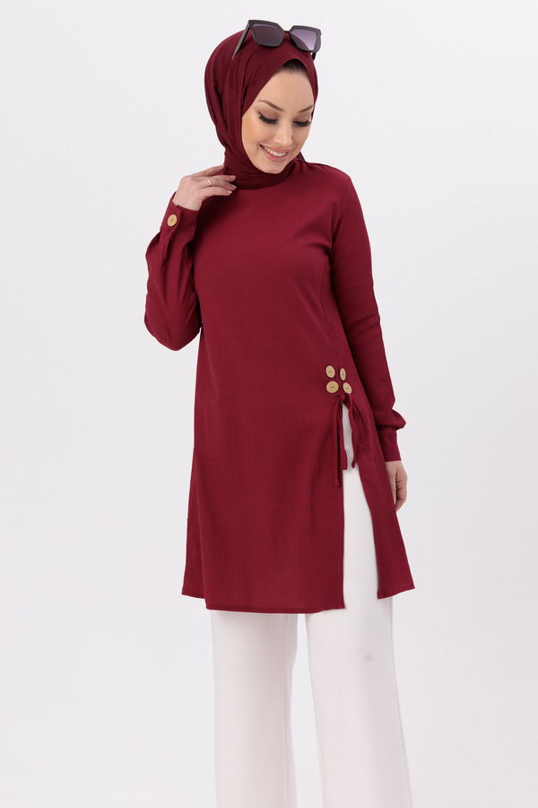 Düz Orta Kadın Bordo TUNIK - 3677 BORDO