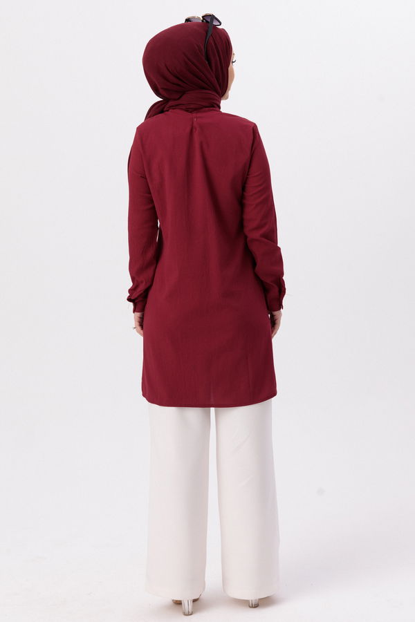 Düz Orta Kadın Bordo TUNIK - 3677 BORDO