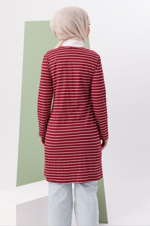 Düz Bisiklet Yaka Kadın Bordo TUNIK - 3721 BORDO