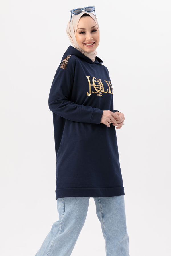 Düz Orta Kadın Lacivert TUNIK - 3424 LACİVERT