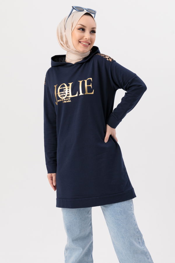 Düz Orta Kadın Lacivert TUNIK - 3424 LACİVERT