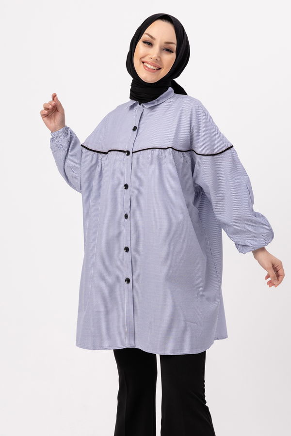 Düz Orta Kadın Mavi TUNIK - 3504
