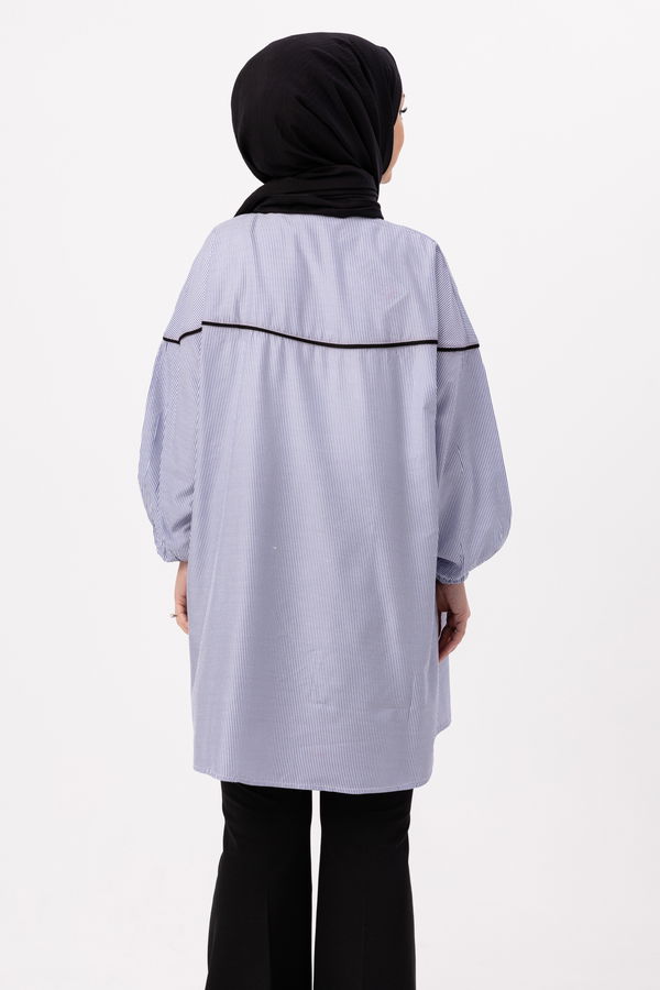 Düz Orta Kadın Mavi TUNIK - 3504