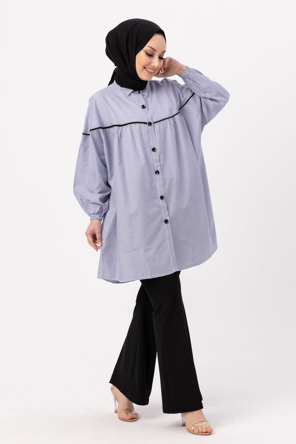 Düz Orta Kadın Mavi TUNIK - 3504